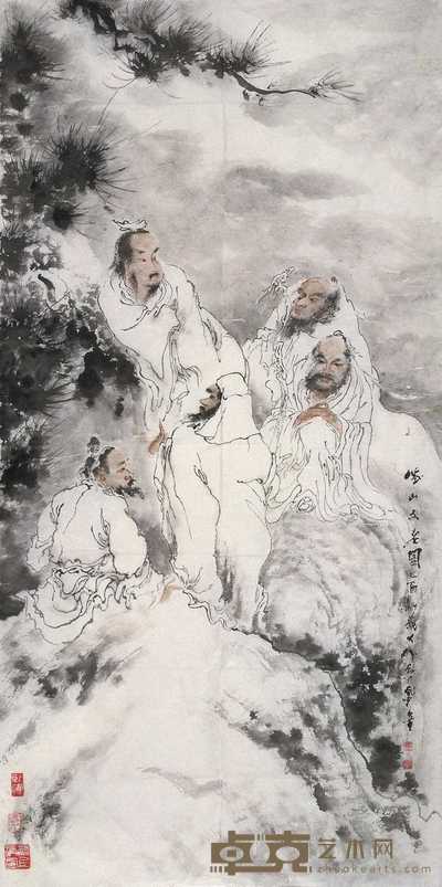 褚大雄 2005年作 峨山五老图 镜心 140.5×71cm